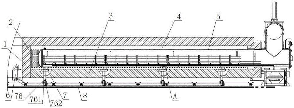 A horizontal annealing furnace anti-swing device