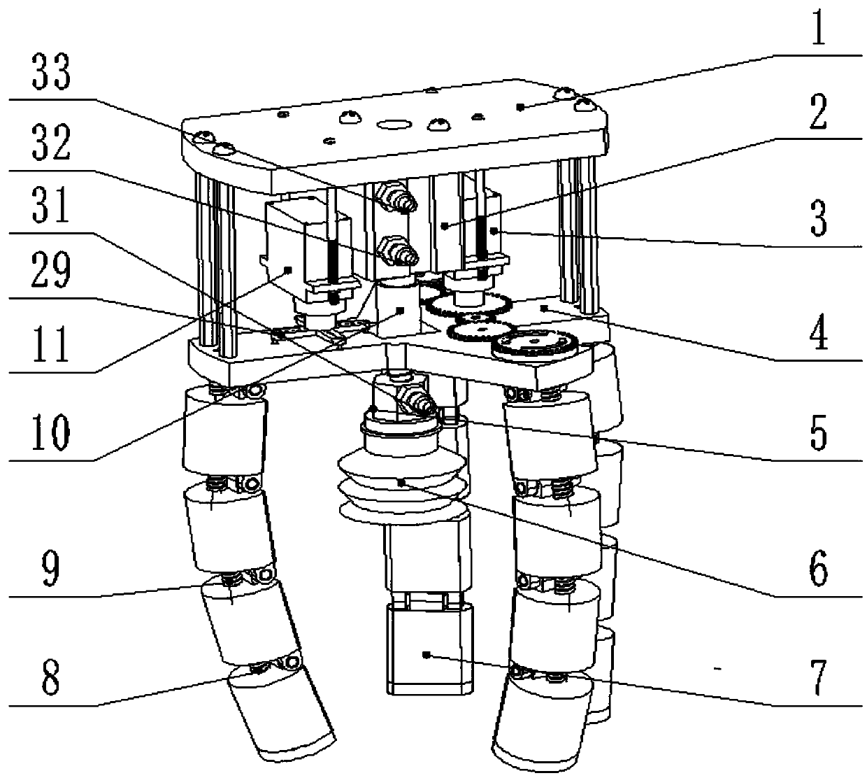 An underactuated flexible end effector for imitating bird claws of special-shaped melons and fruits