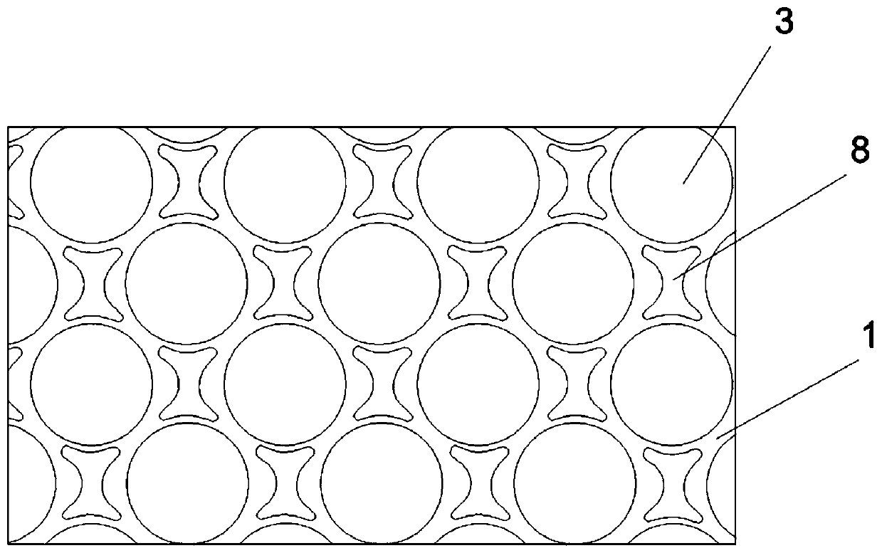 Dumbbell-shaped pressure-point composite non-woven fabric and processing device and technology thereof