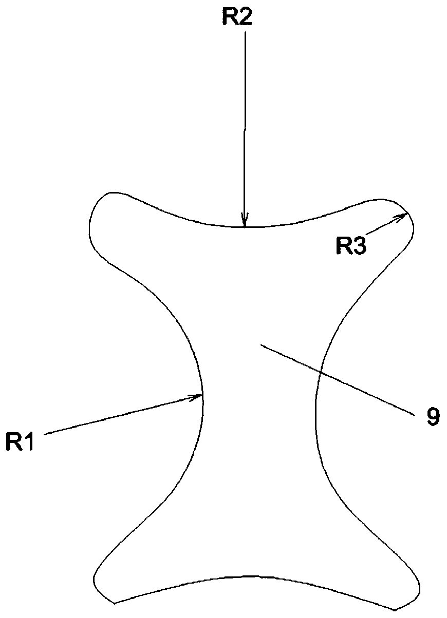 Dumbbell-shaped pressure-point composite non-woven fabric and processing device and technology thereof