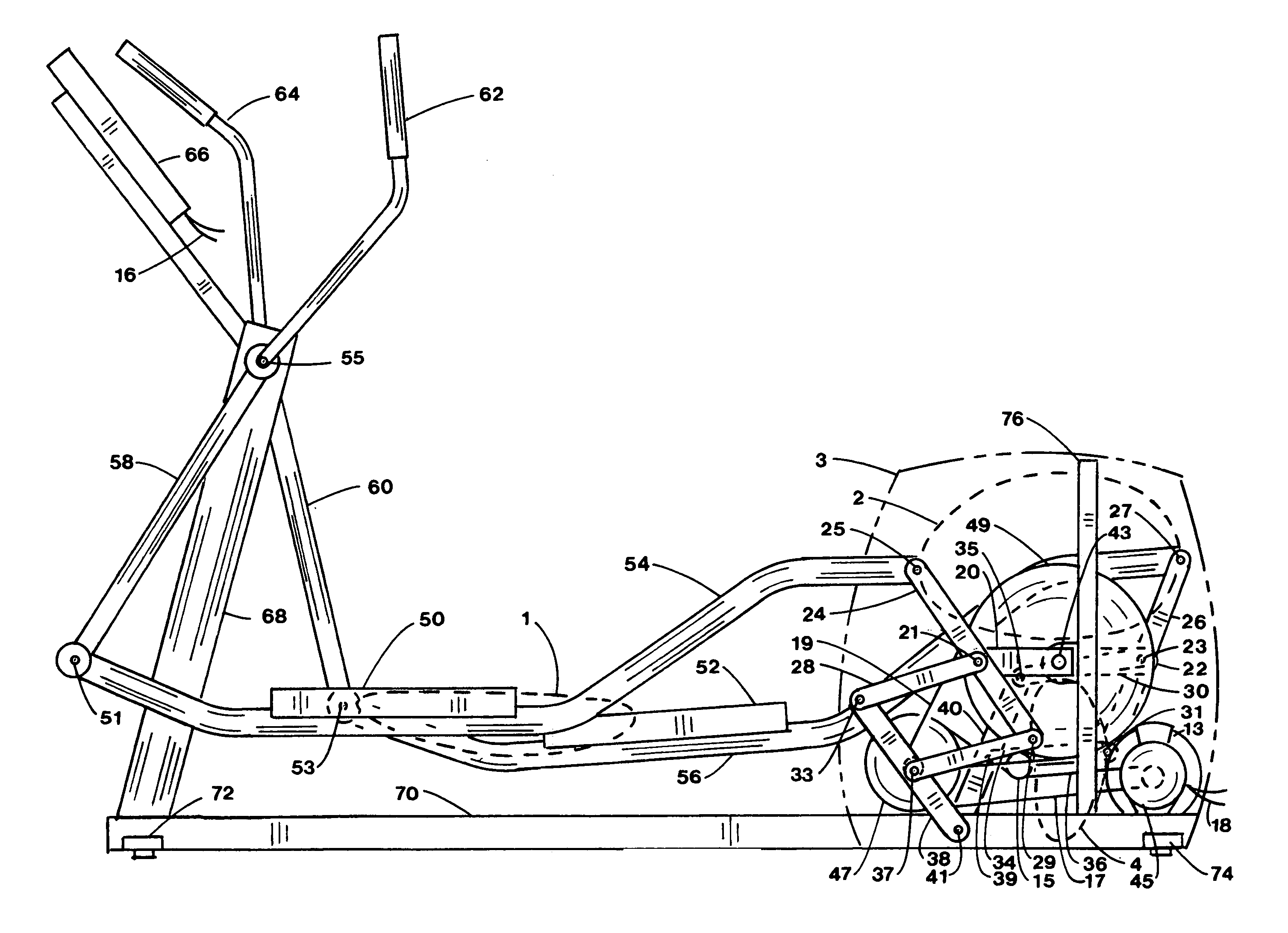 Orbital exercise machine with arm exercise