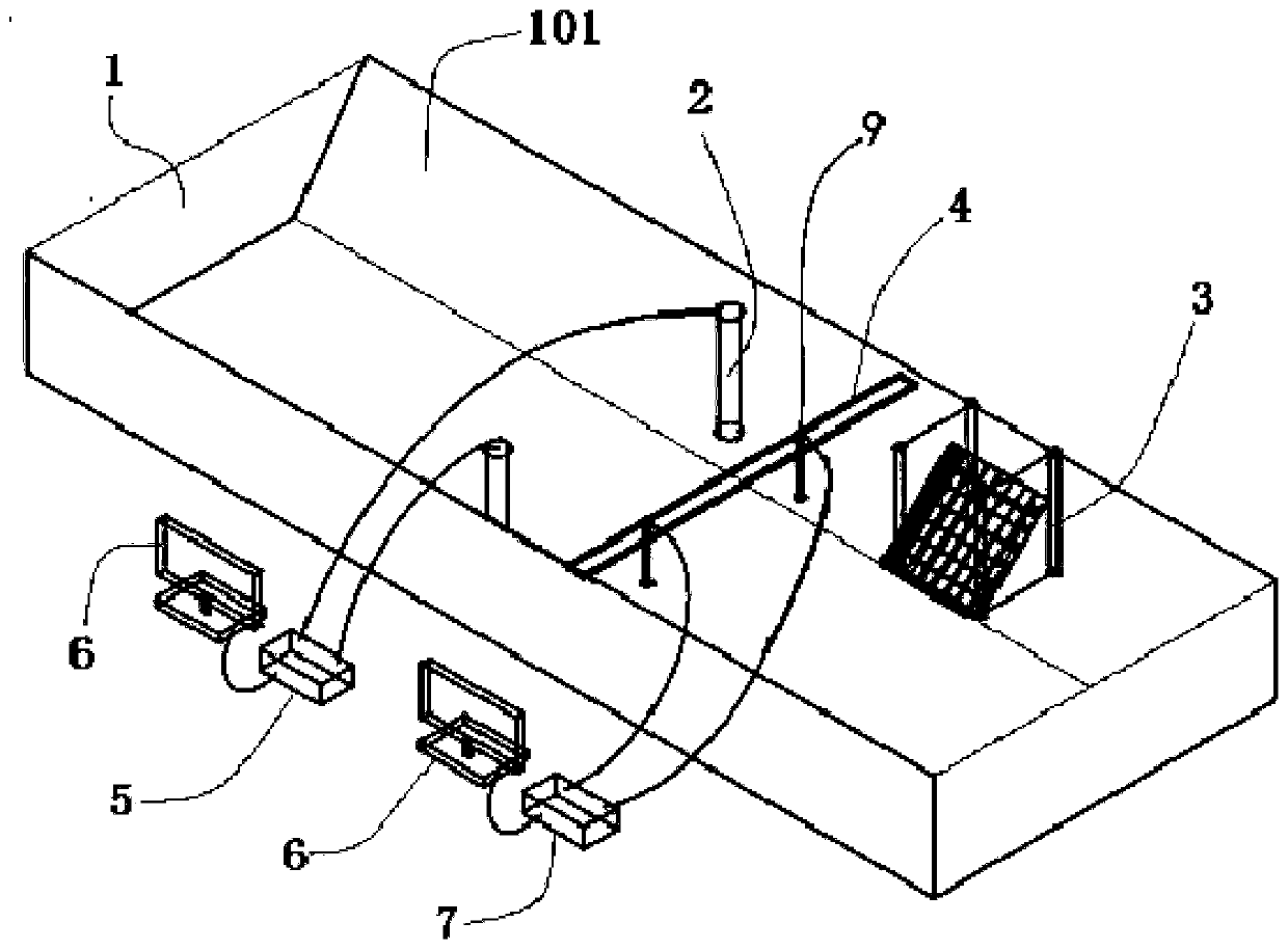 Simulation experiment device and method for impact of landslide surges on piers