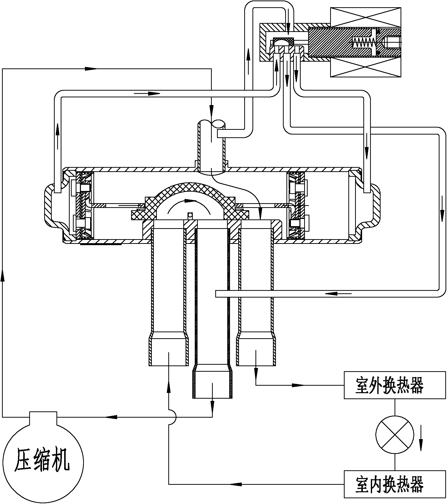 Motor-driven four-way reversing valve