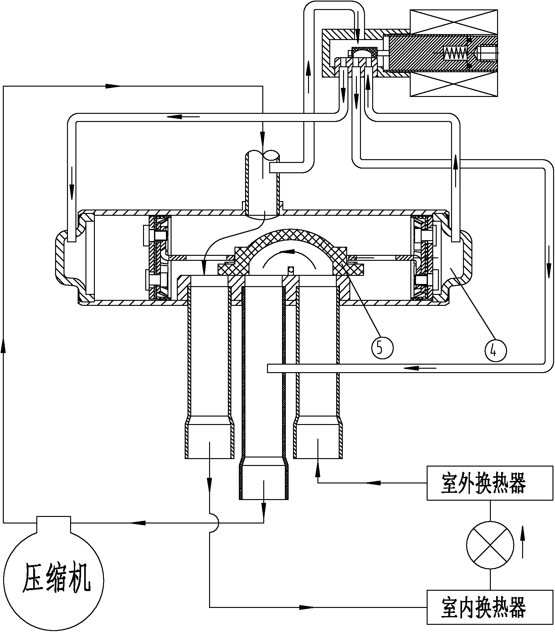 Motor-driven four-way reversing valve