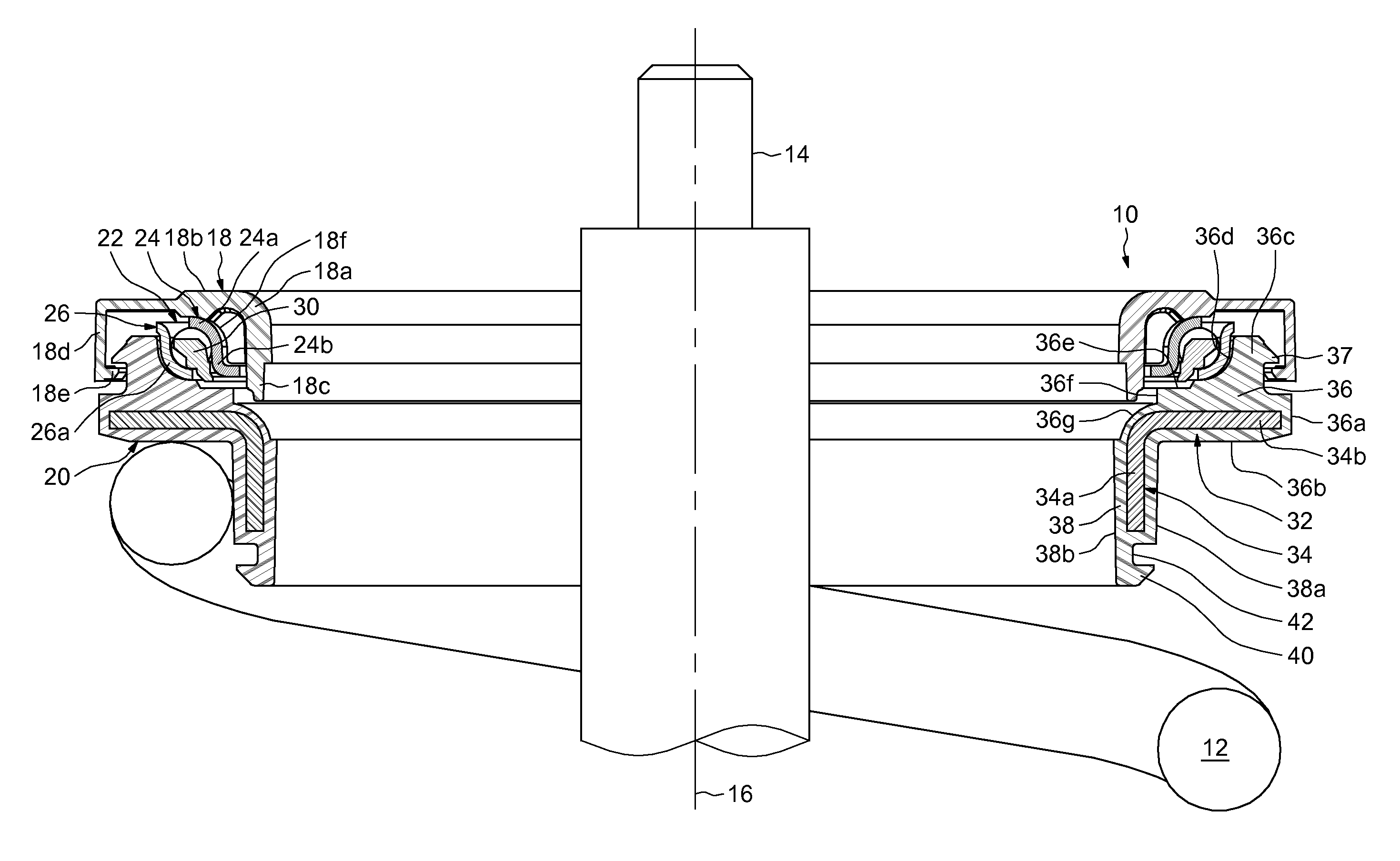 Thrust bearing and suspension for vehicle