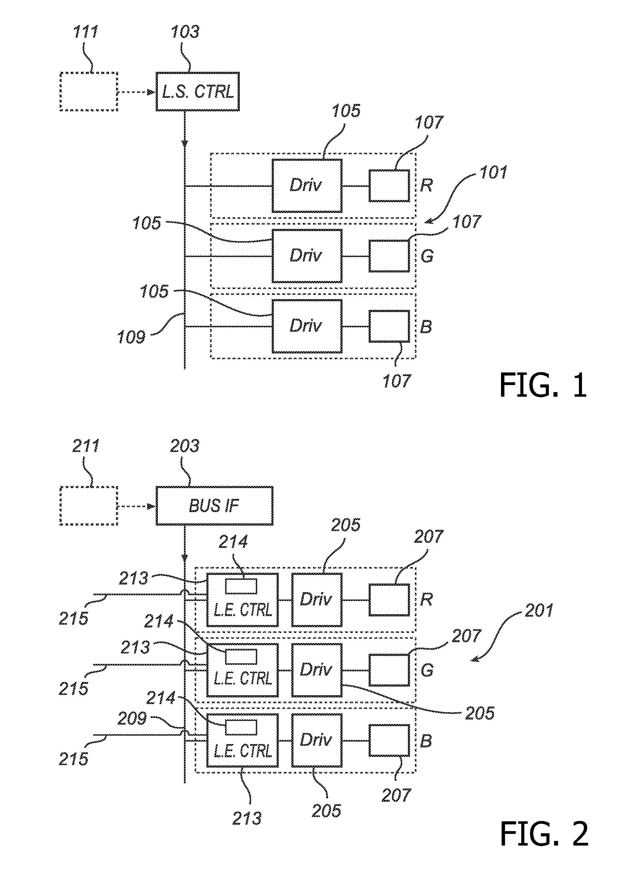 Light source luminaire system light element control by symbol tag interpreter