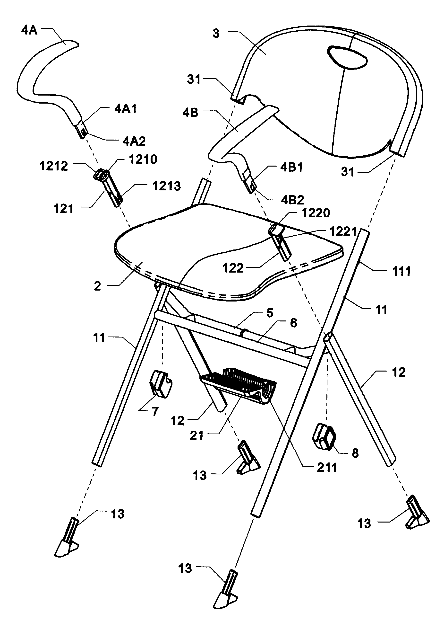 Structure of chair capable of being stacked vertically and horizontally