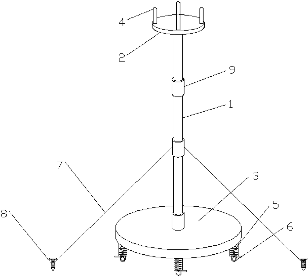 Electronic communicating rod convenient to erect rapidly