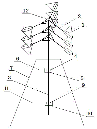 Vertical shaft lever hopper type overlaying wind energy power source