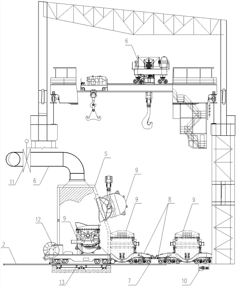 Molten iron reladling system and method based on excess steel return line