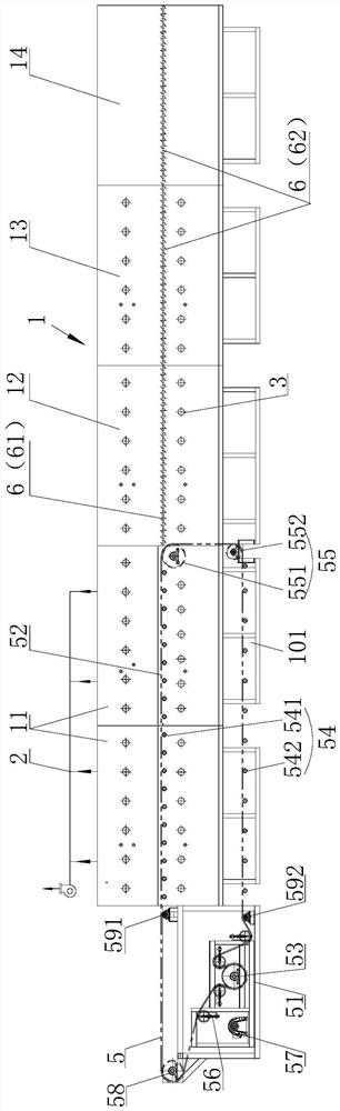 Continuous sintering furnace for ceramic fiber material