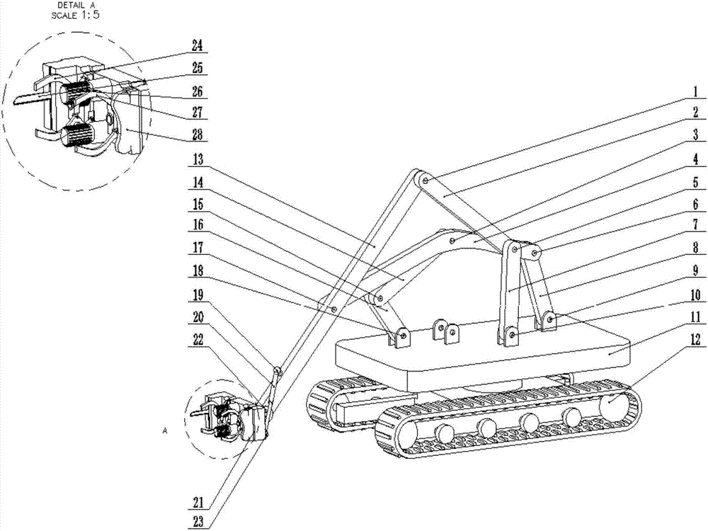 Three-configuration metamorphic tree pruning and chopping machine with three-DOF (degree of freedom) transformation function