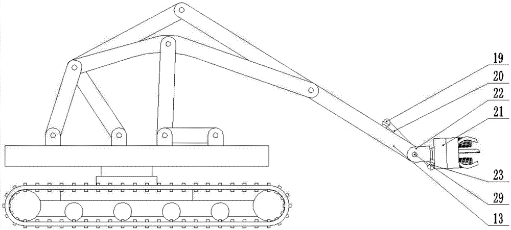 Three-configuration metamorphic tree pruning and chopping machine with three-DOF (degree of freedom) transformation function