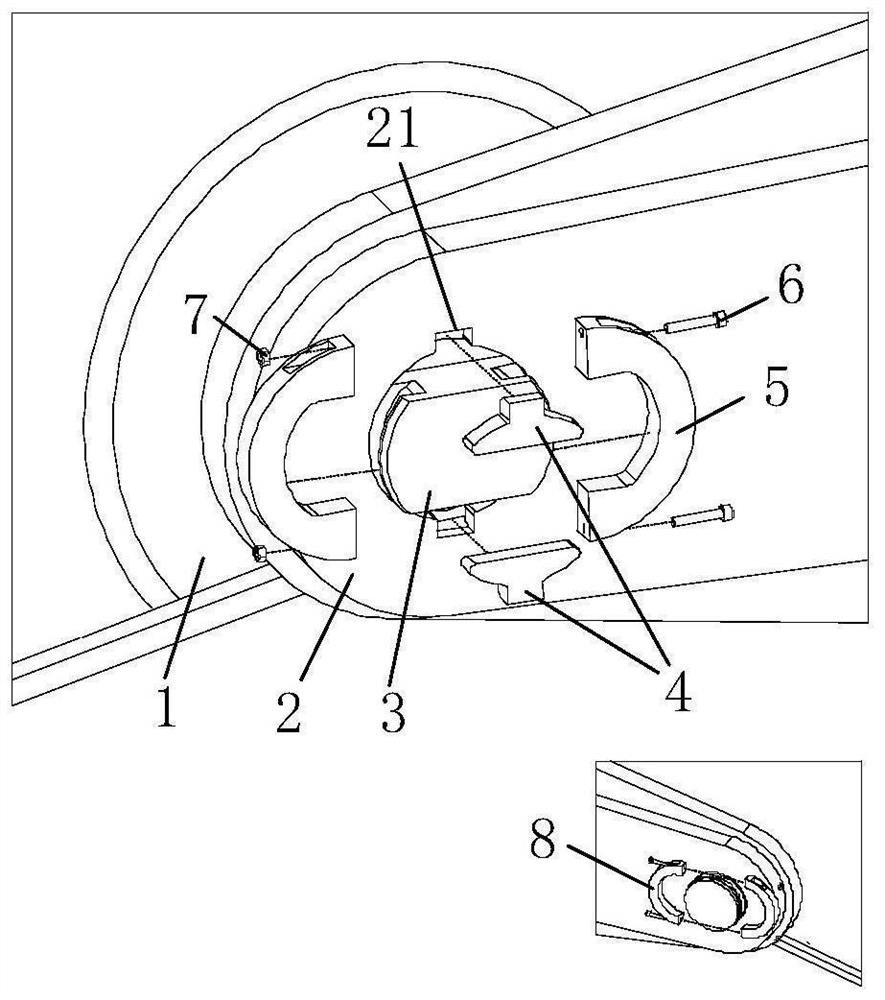 Welding-free pin shaft and stop device