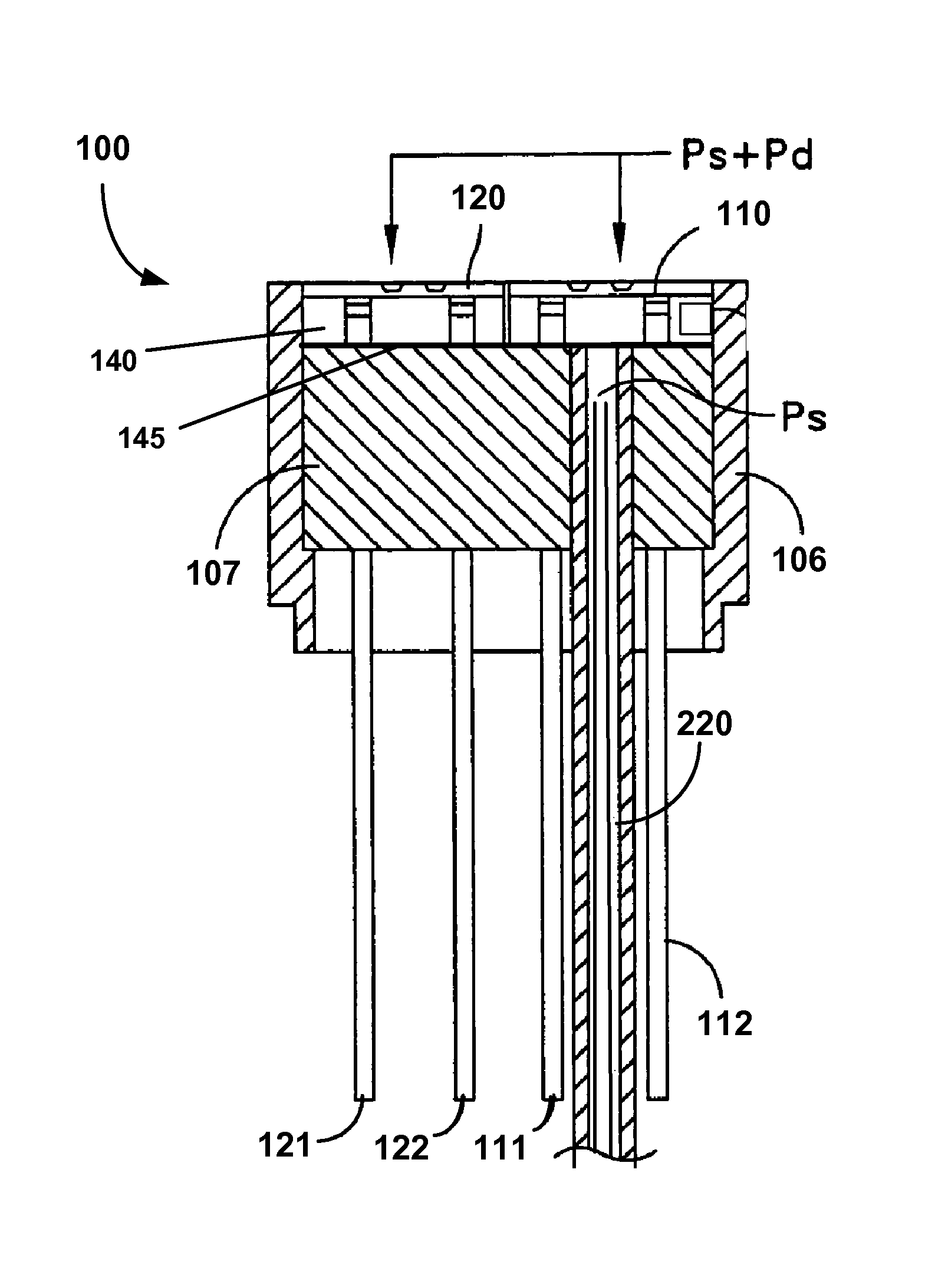 Enhanced static-dynamic pressure transducer suitable for use in gas turbines and other compressor applications