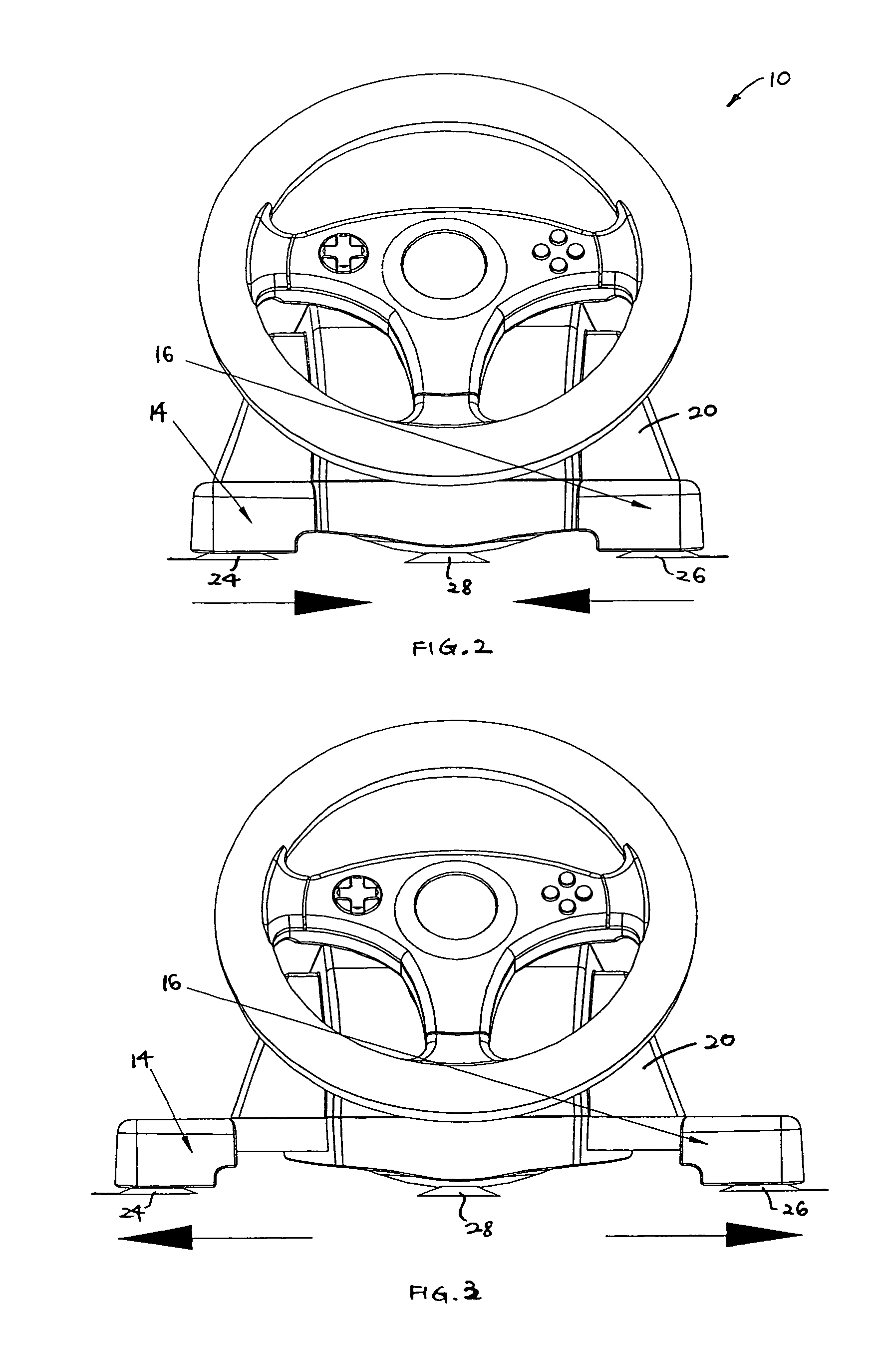 Convertible gaming steering wheel with internal retractable supports