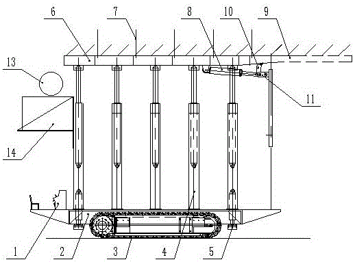 Self-propelled fore support following heading machine