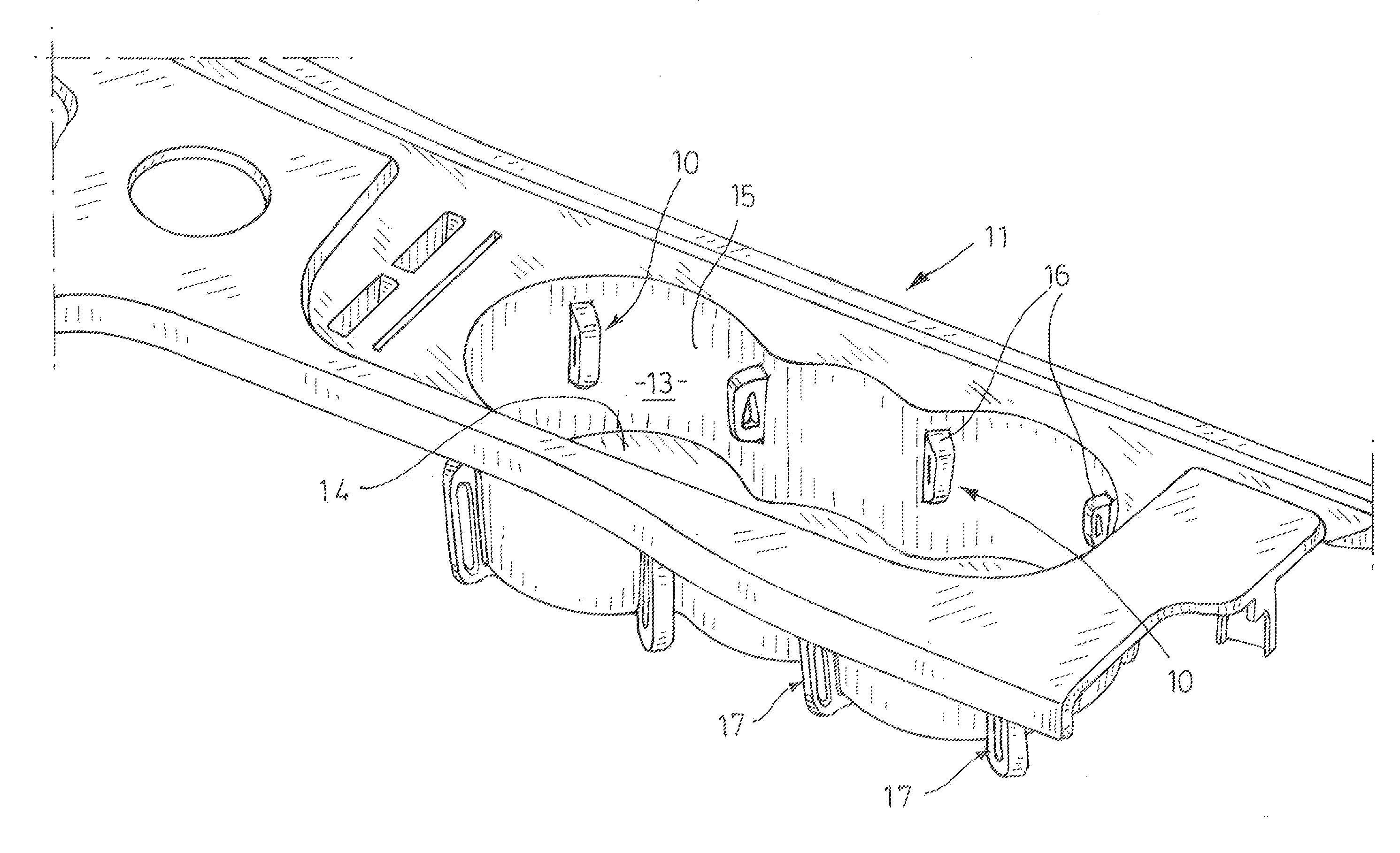 One-piece plastic clamping device for holder for beverage containers