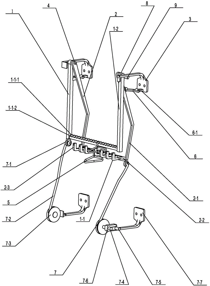 Suspended garment showing stand stretched based on rotating wheels