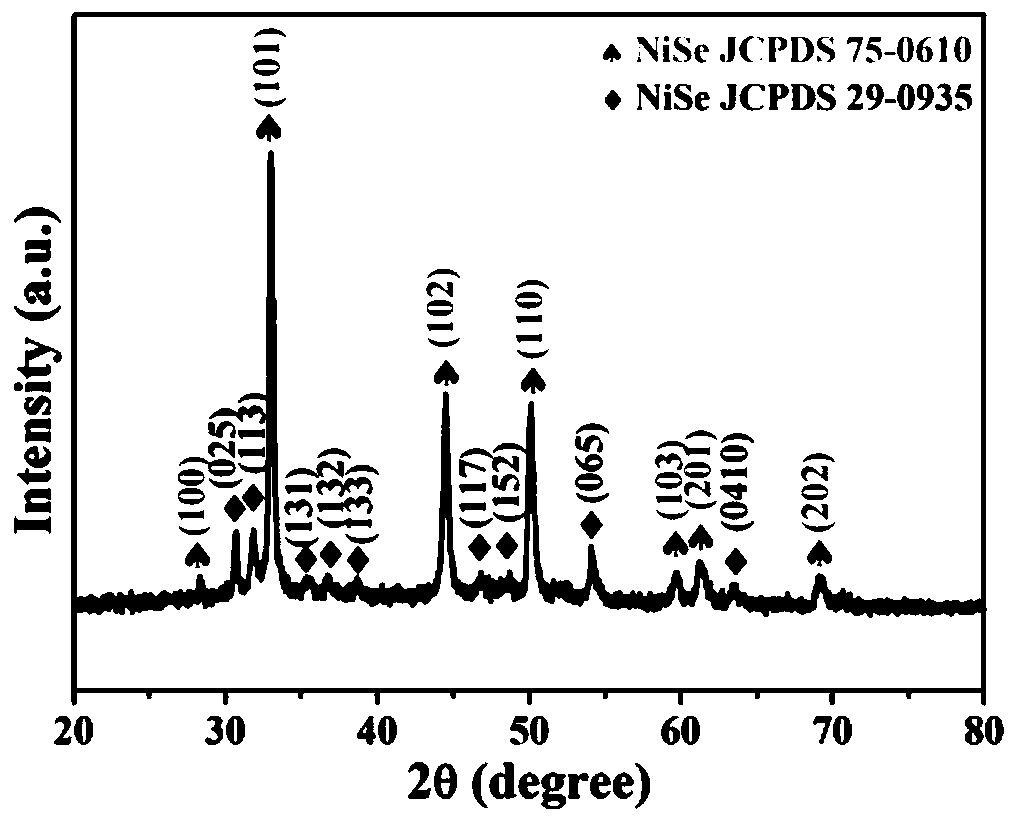 Fe-doped Ni3Se4 nanorod/nanosheet grading array structure material, preparation method and application of material