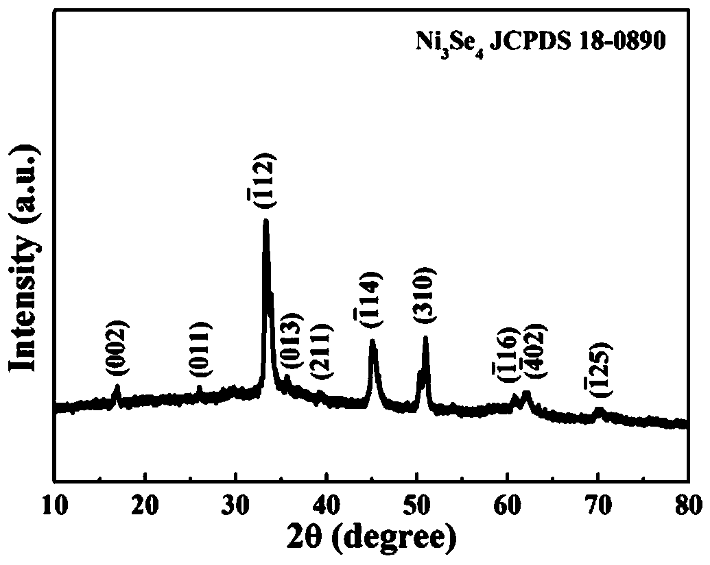 Fe-doped Ni3Se4 nanorod/nanosheet grading array structure material, preparation method and application of material