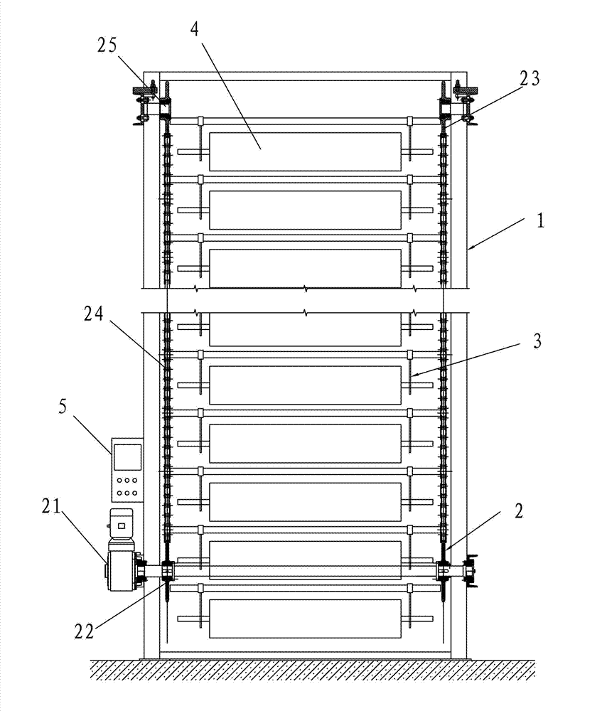 Vertical circulation type stereo roll storage