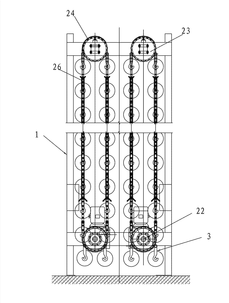 Vertical circulation type stereo roll storage