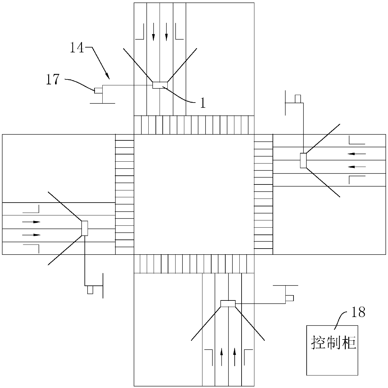 Intersection traffic road condition detection system for intelligent control of traffic signals