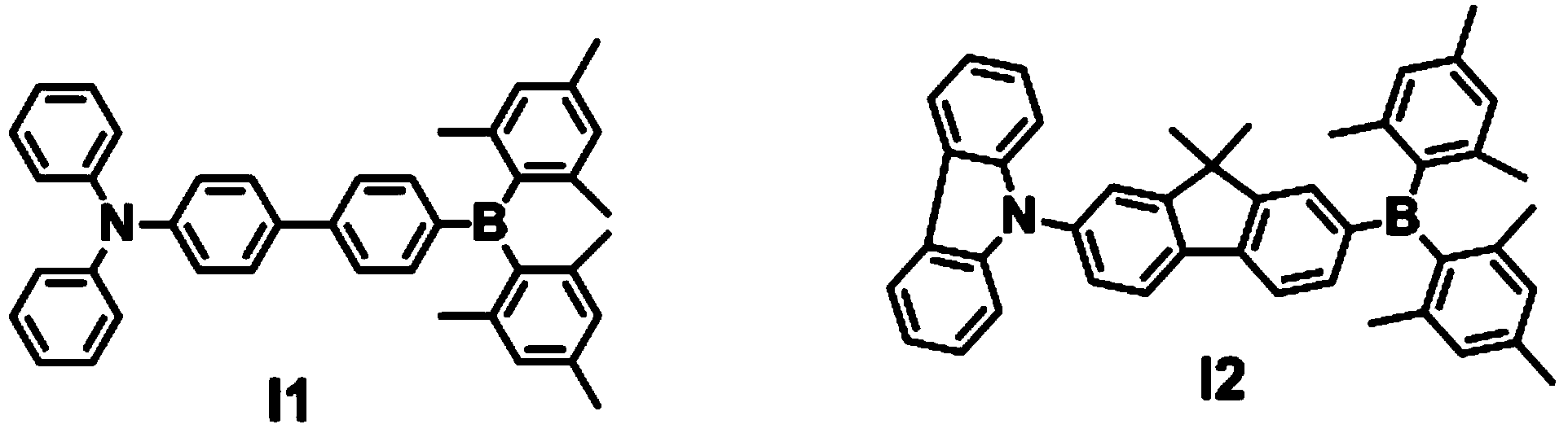 Bi(trimethylphenyl) boron derivatives and application thereof in white organic light-emitting diode