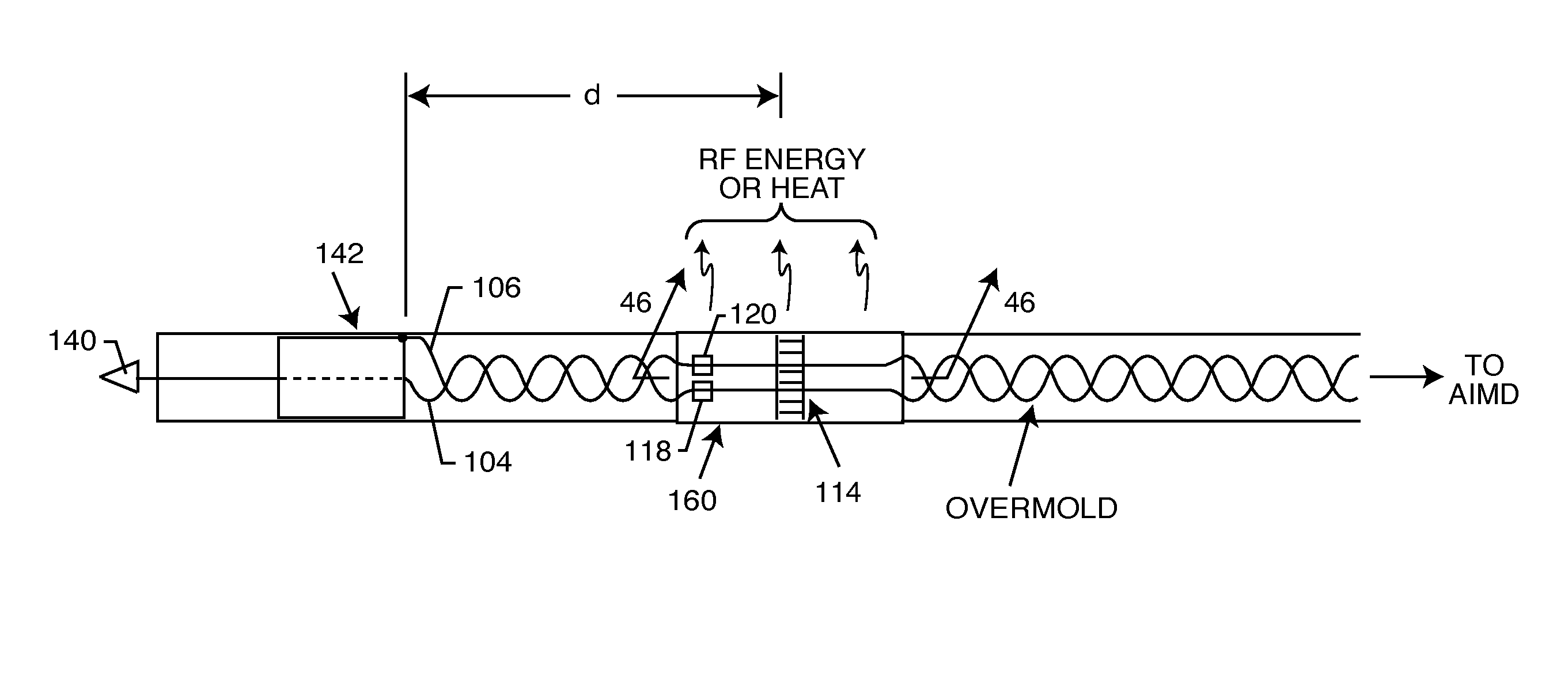 Frequency selective passive component networks for active implantable medical devices utilizing an energy dissipating surface