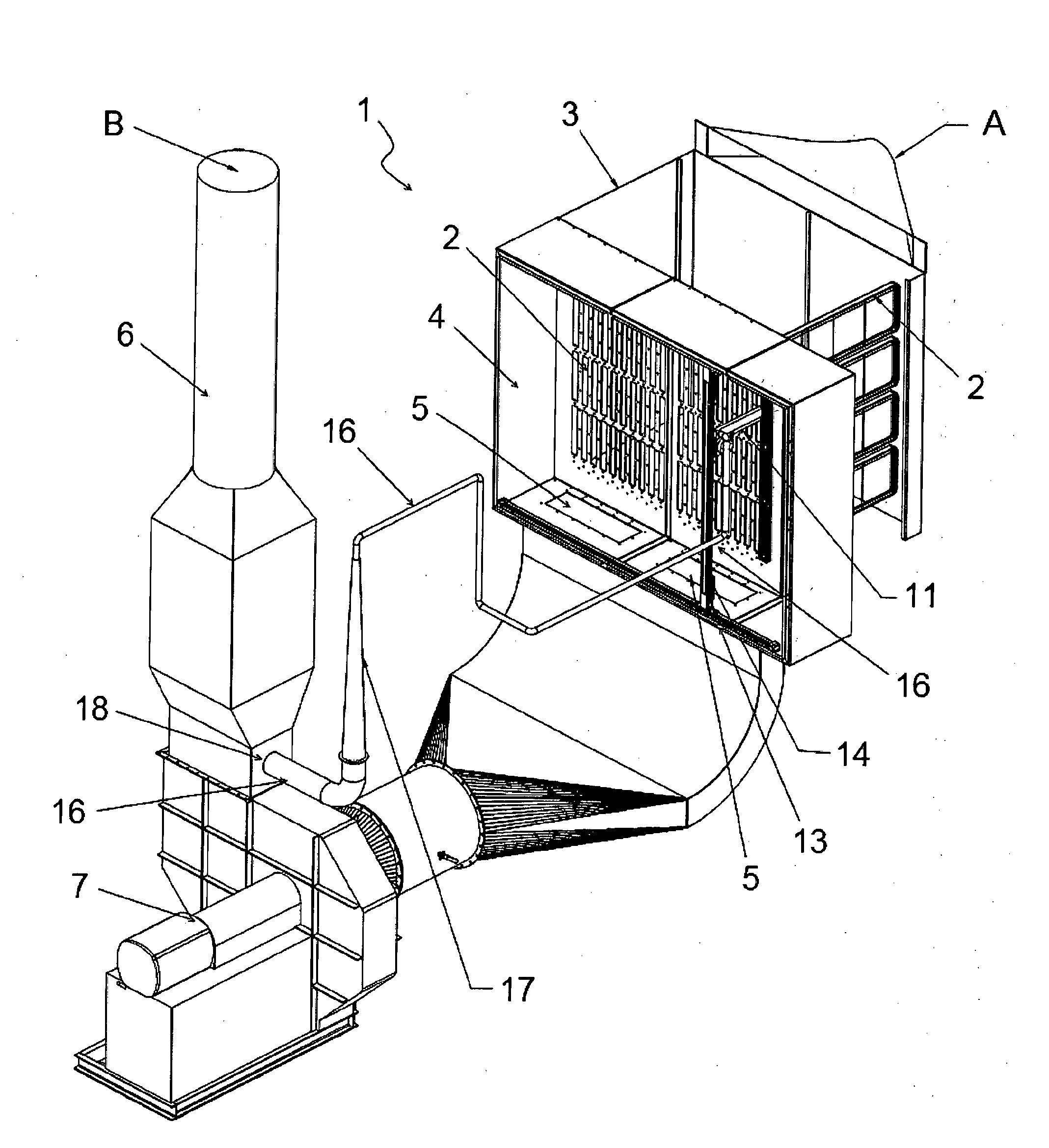 Telescopic cleaning system for exhaust air filters