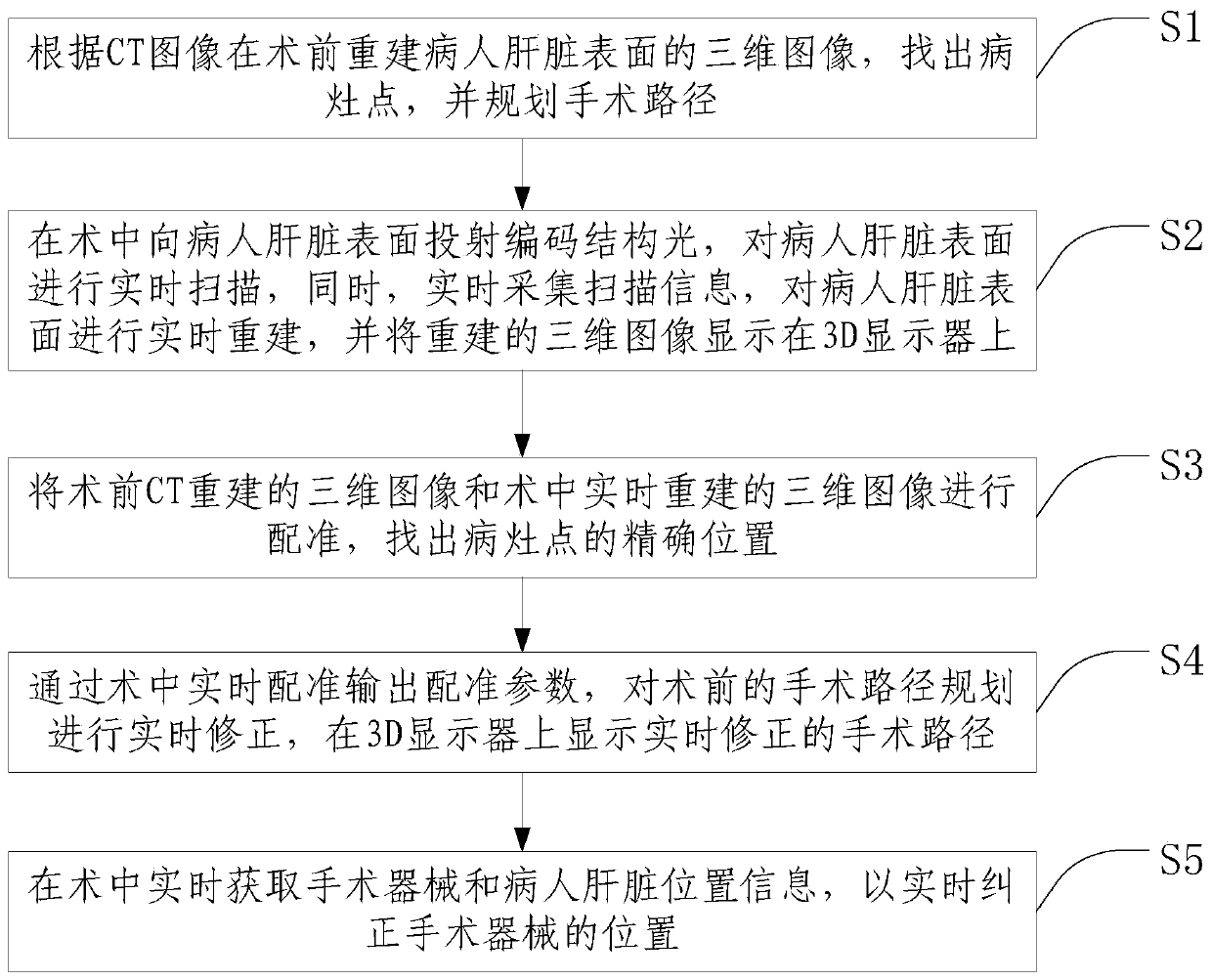 Liver operation navigation method and system based on structural light scanning