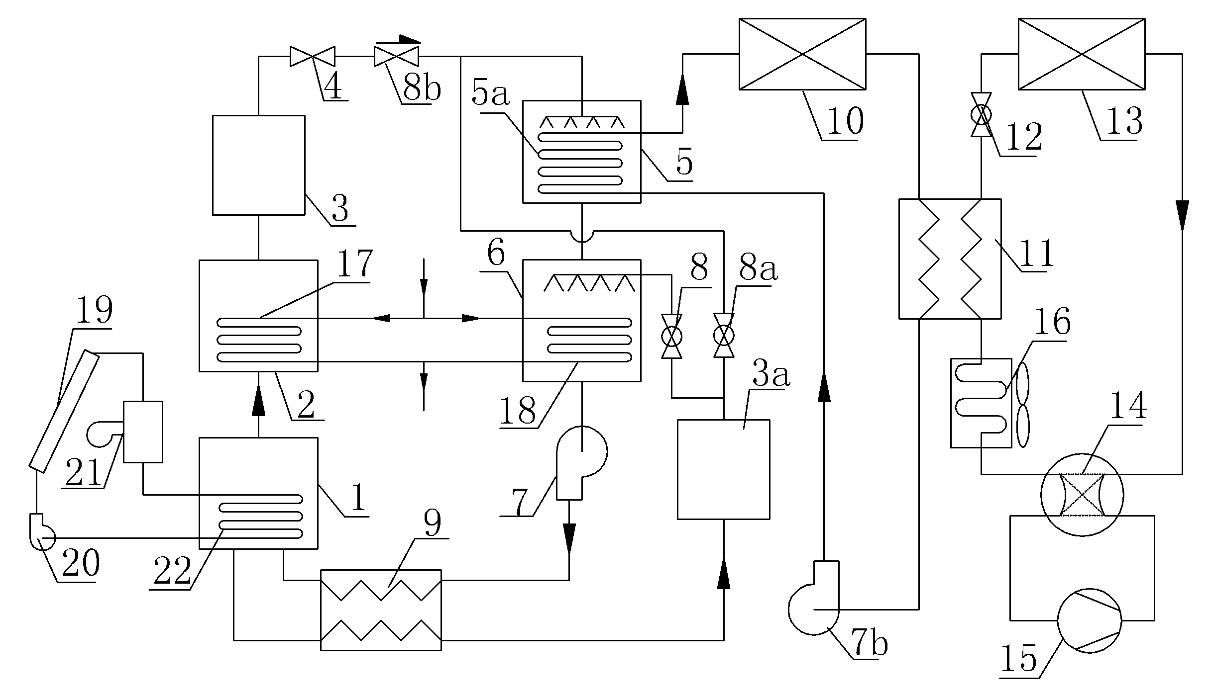 Solar energy and electric energy combined heat pump system and cooling and heating method