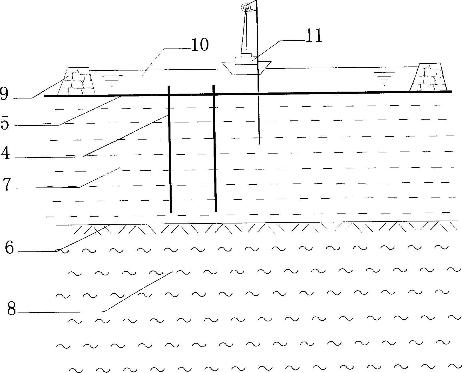 Quick reinforcing method and its reinforcing device super soft weak soil