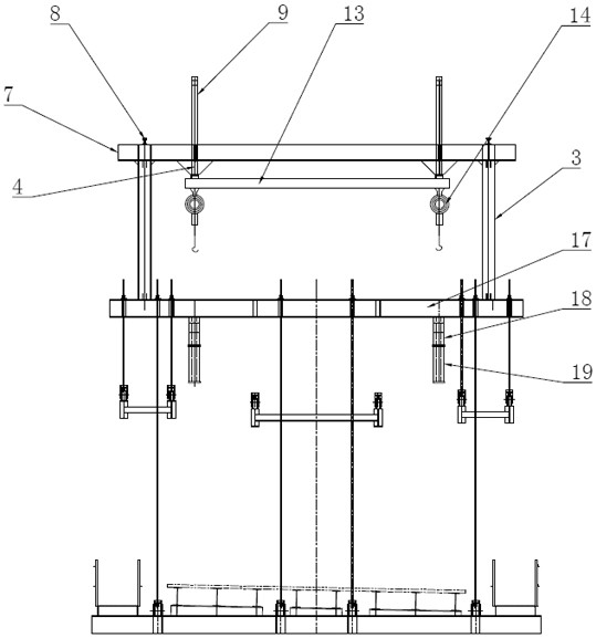 A corrugated steel web bridge asynchronous hanging basket