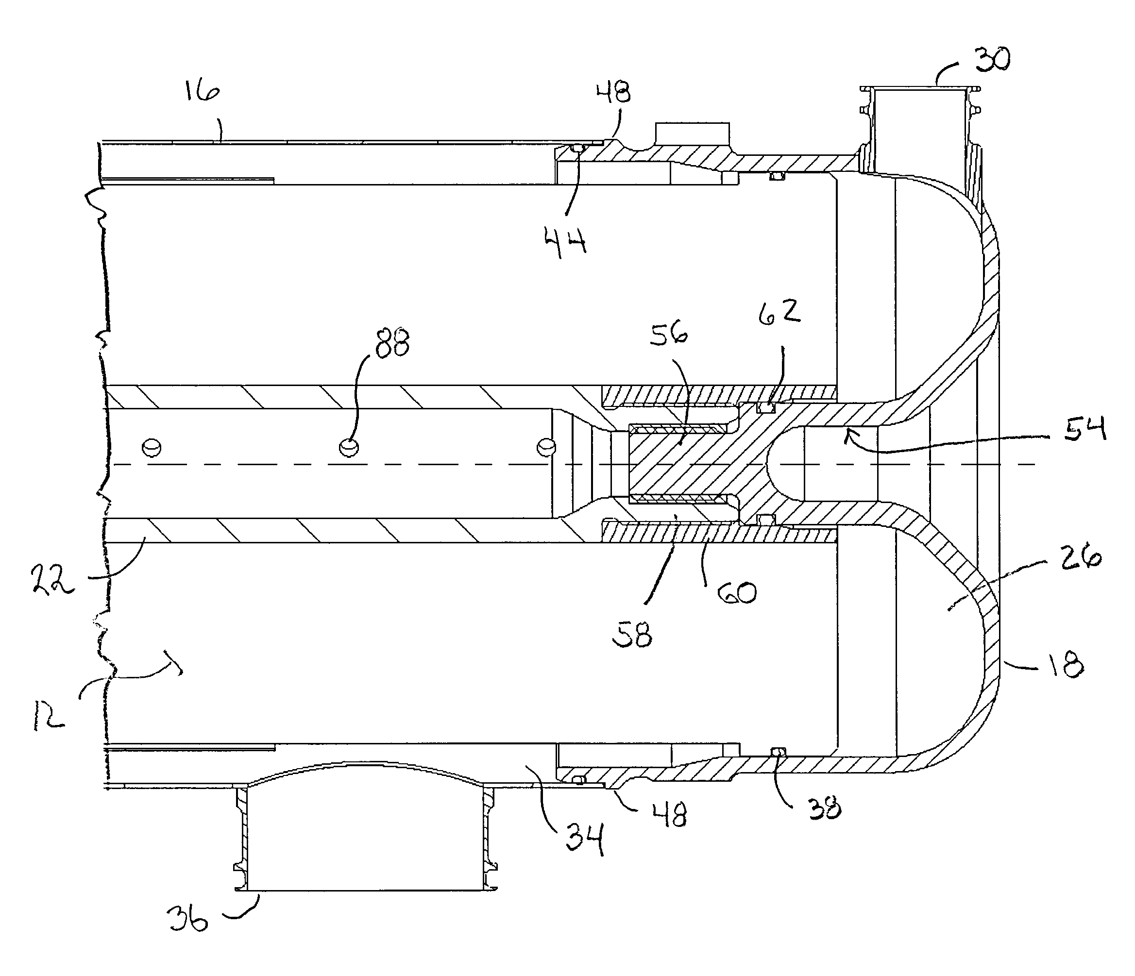 Air separation module with load carrying center tube