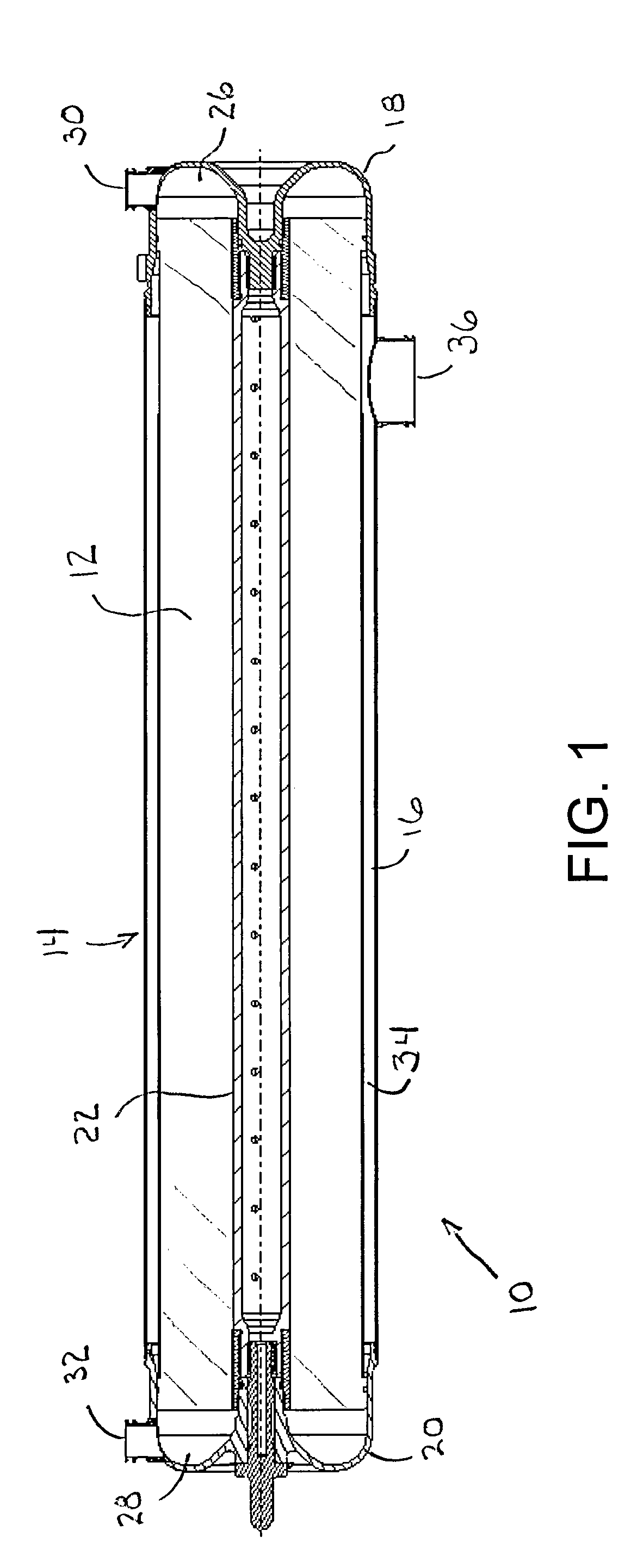 Air separation module with load carrying center tube