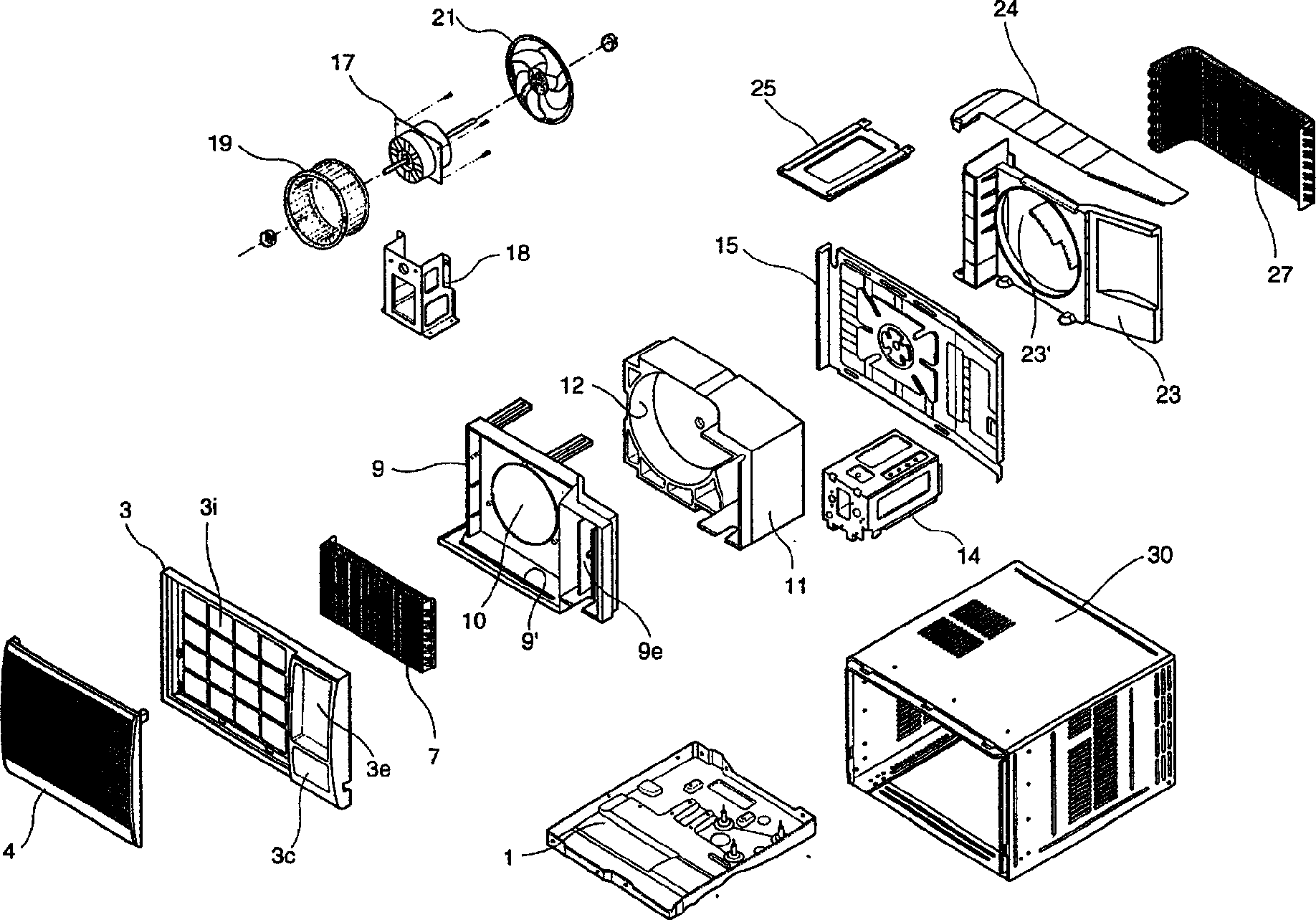 Indoor side air flowing device of integrated air conditioner