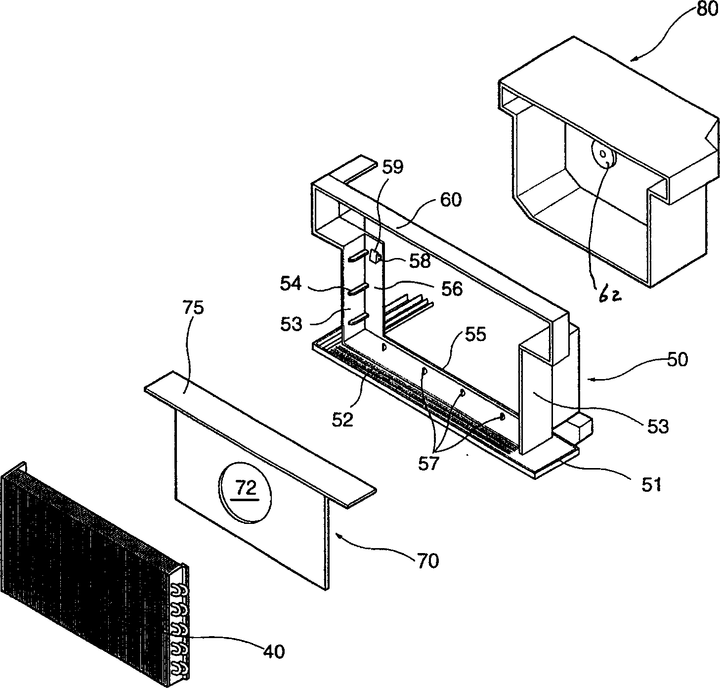 Indoor side air flowing device of integrated air conditioner