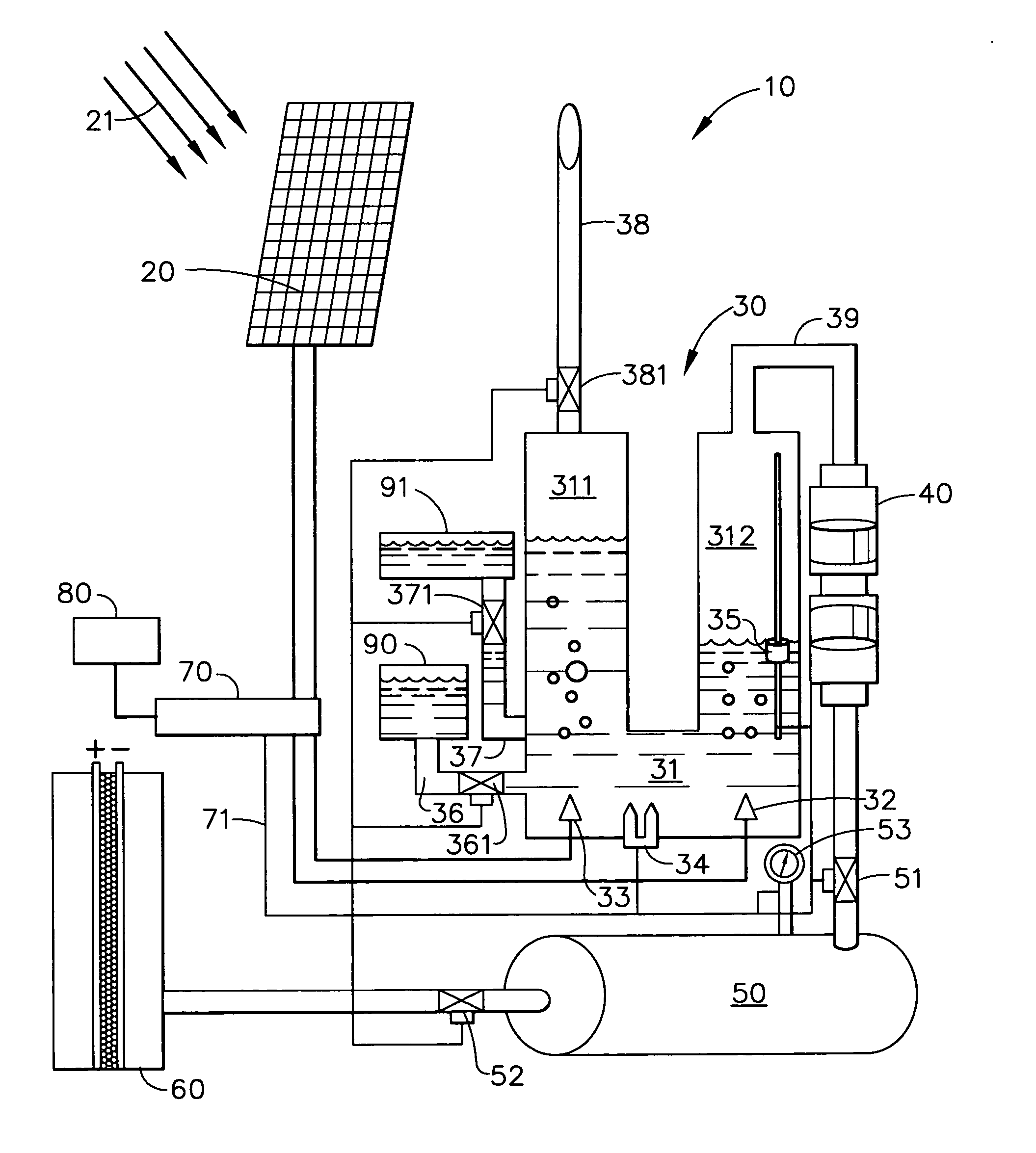 Solar electrolysis power source