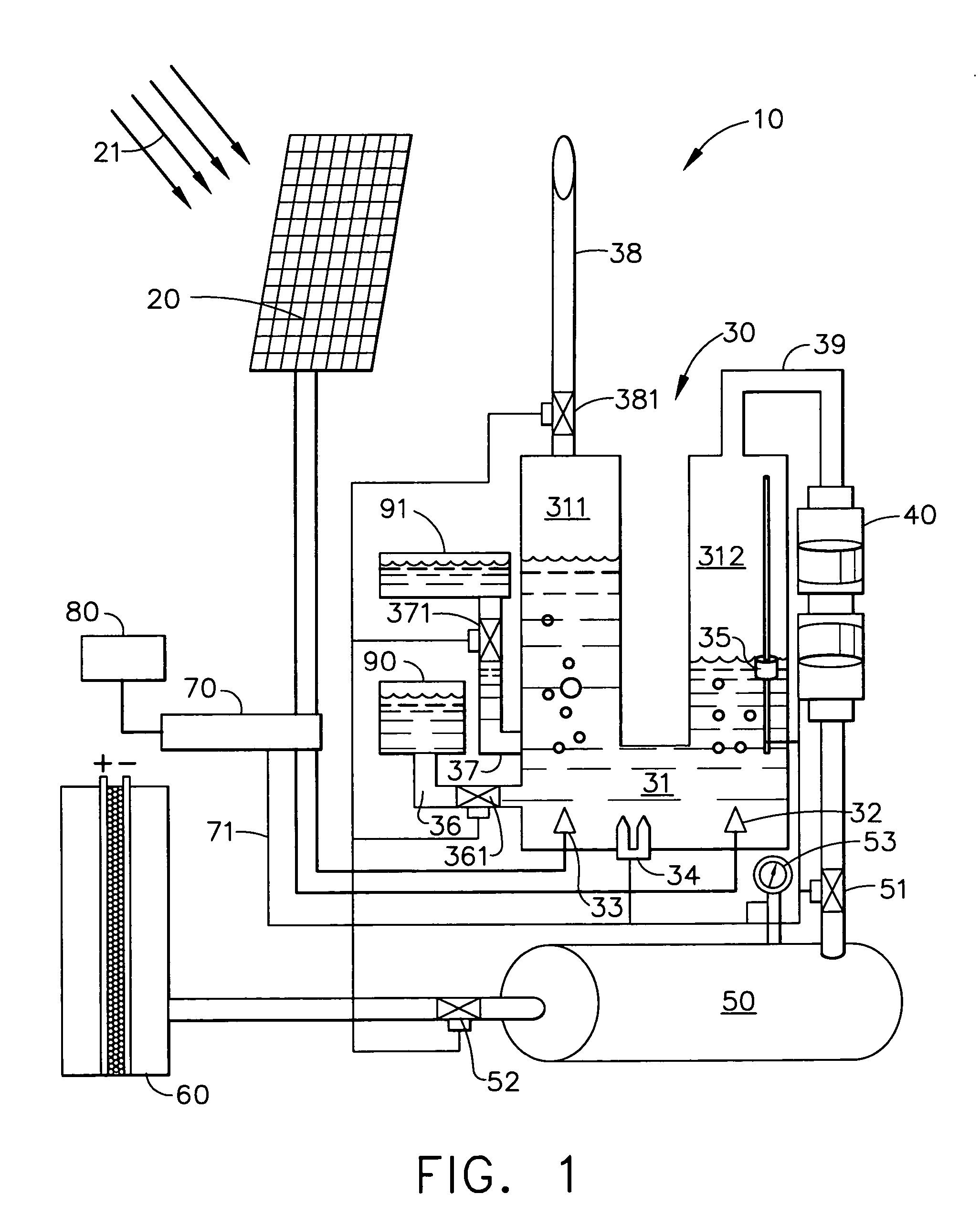 Solar electrolysis power source