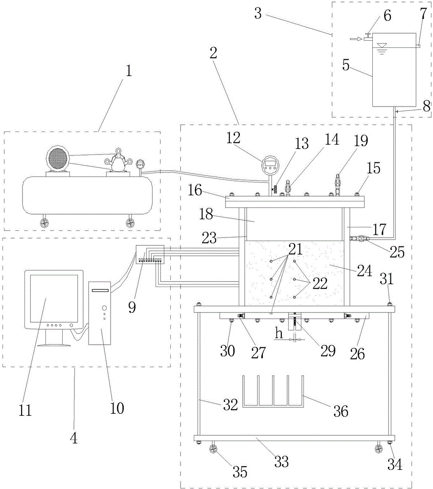 Seepage test system for a shield tunnel under joint effect of elastic sealing gasket, soil and water