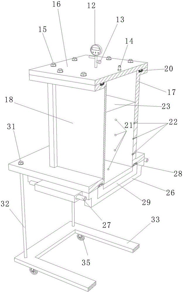 Seepage test system for a shield tunnel under joint effect of elastic sealing gasket, soil and water