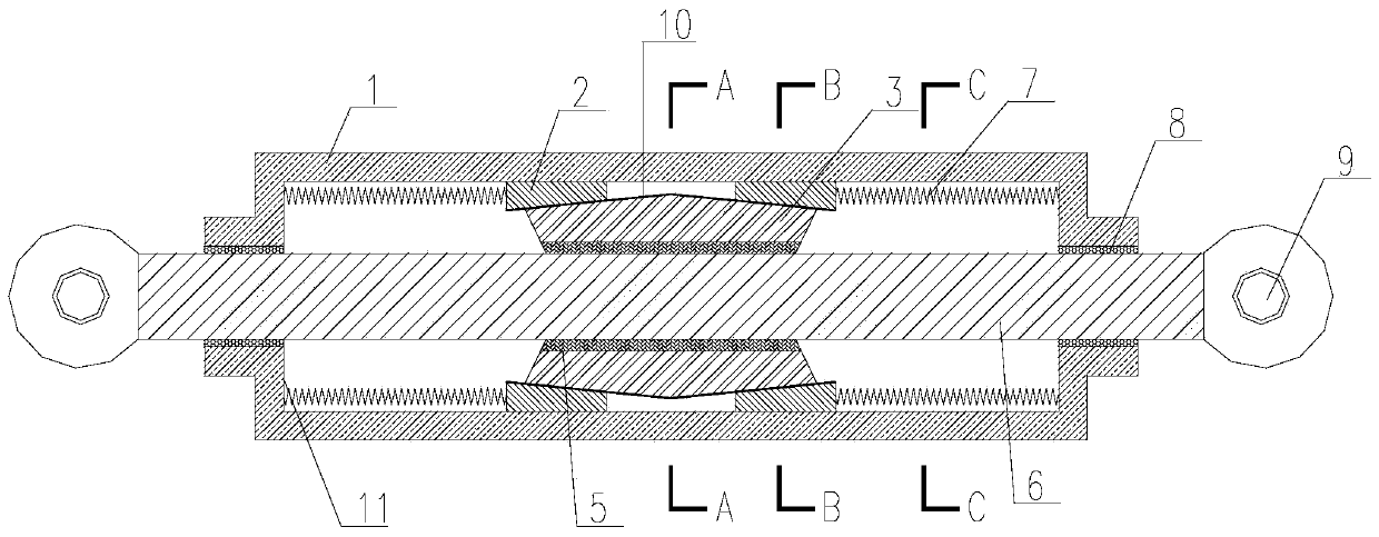 Double-outlet-rod type friction damper