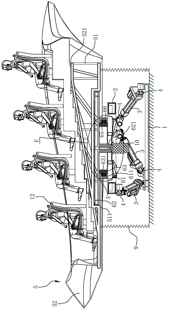 Multi-degree-of-freedom platform capable of rotating at angle no less than 360 degrees and simulated experience cinema with same