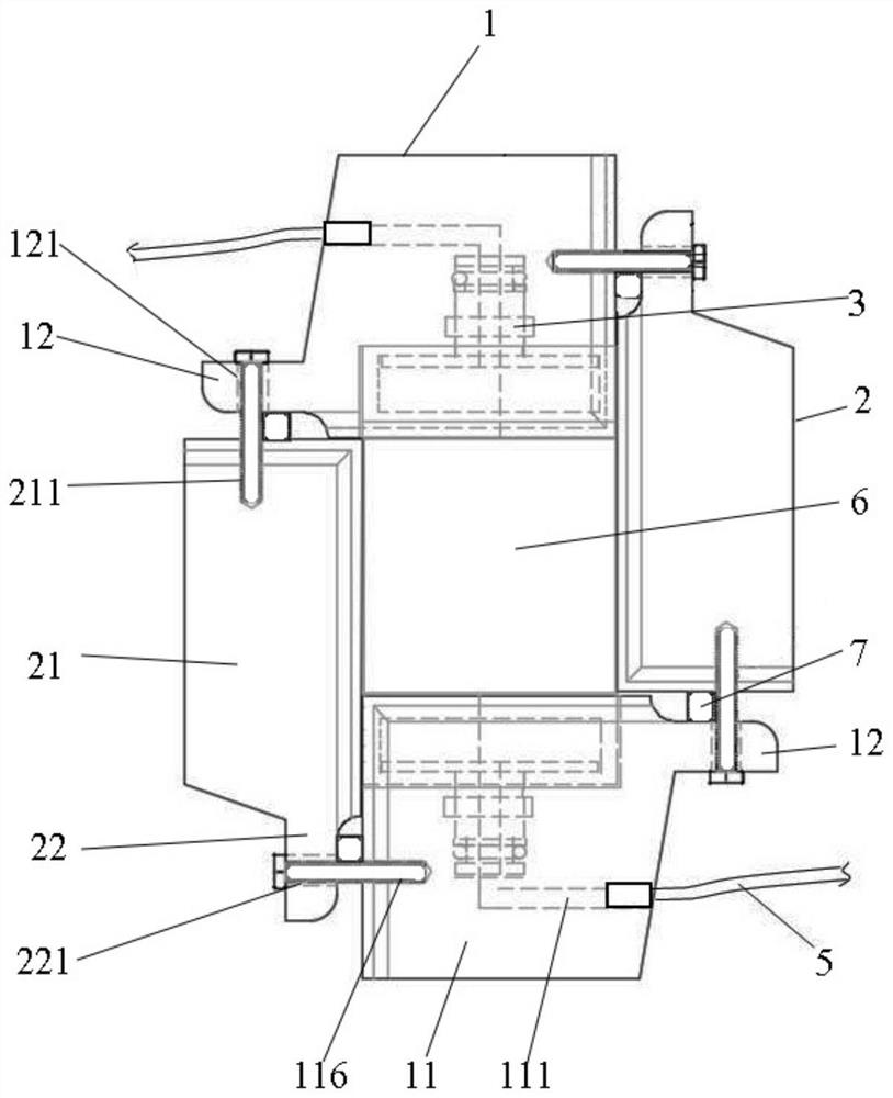 High-temperature and high-pressure true triaxial direct shear fracture seepage coupling testing device and use method thereof