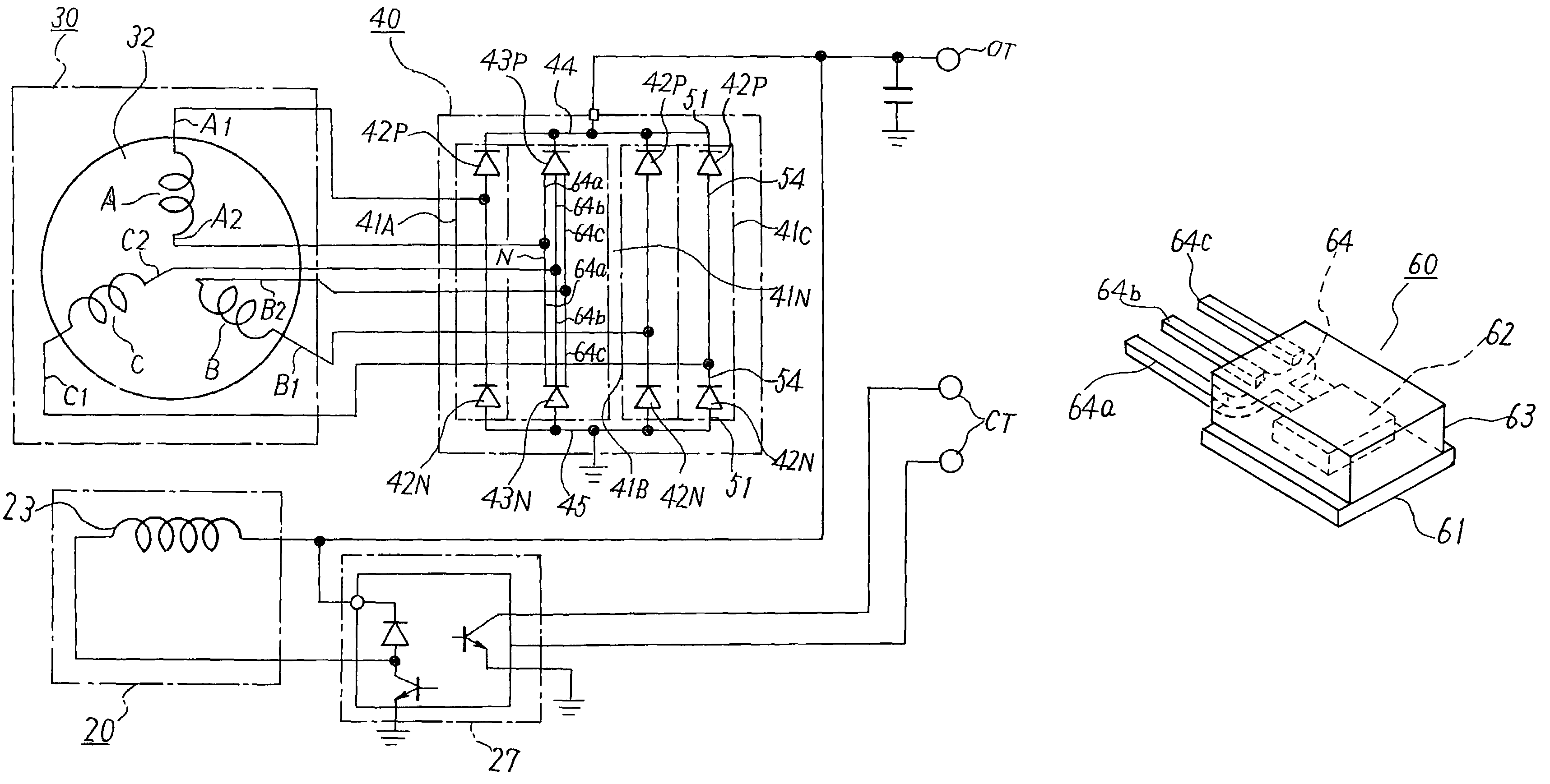 Three-phase ac generator for vehicle