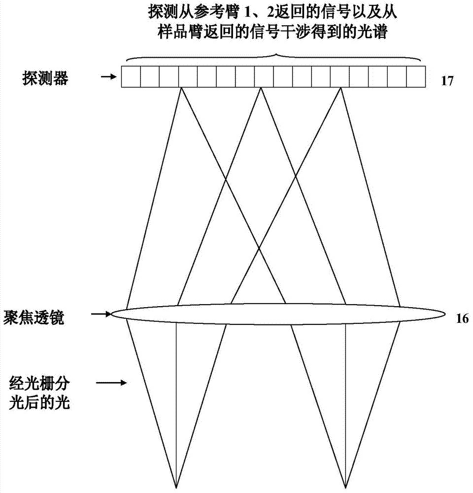 Spectral domain OCT detecting system and method based on segmented spectrum optical path coding