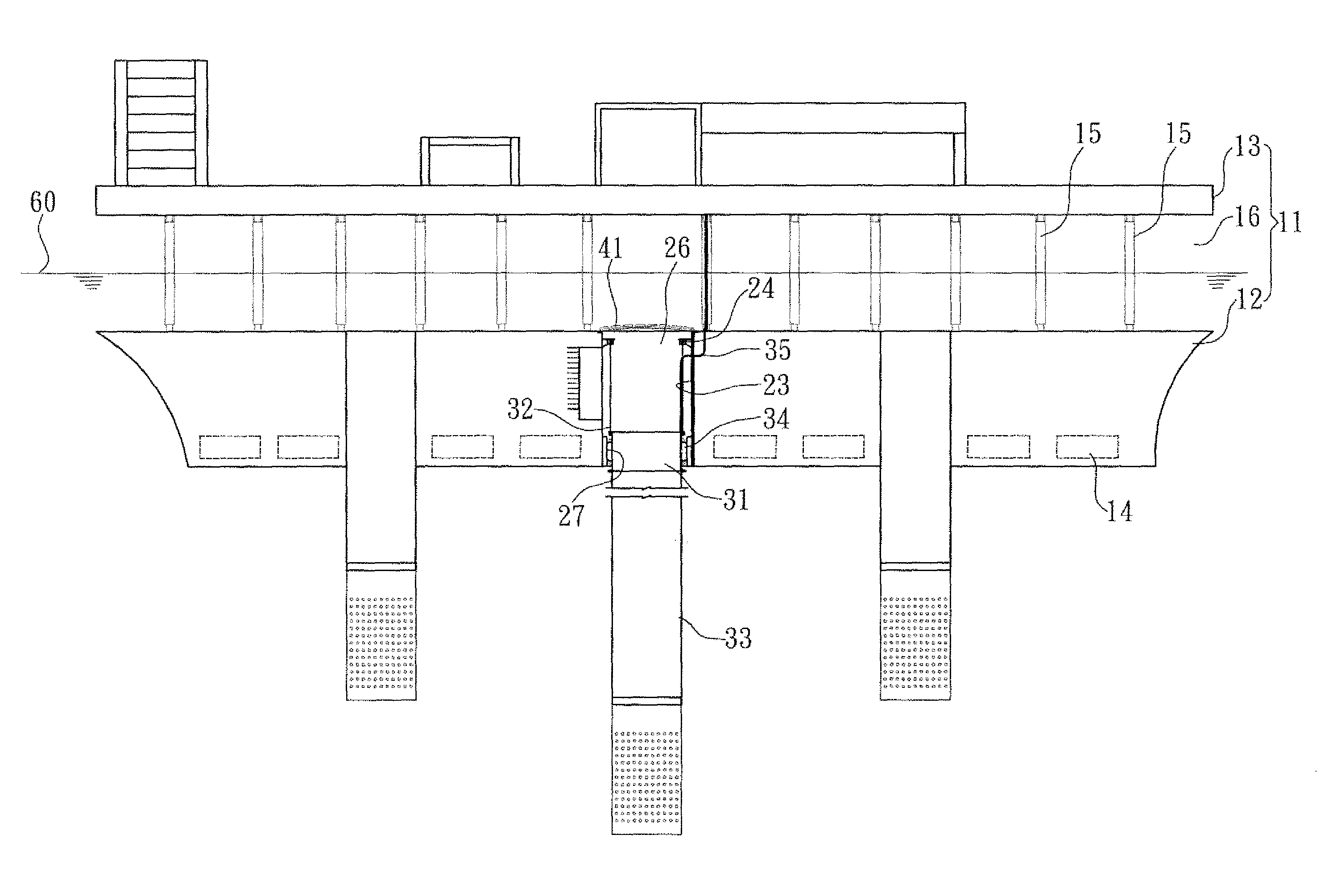 Wave elimination system for ocean thermal energy conversion assembly