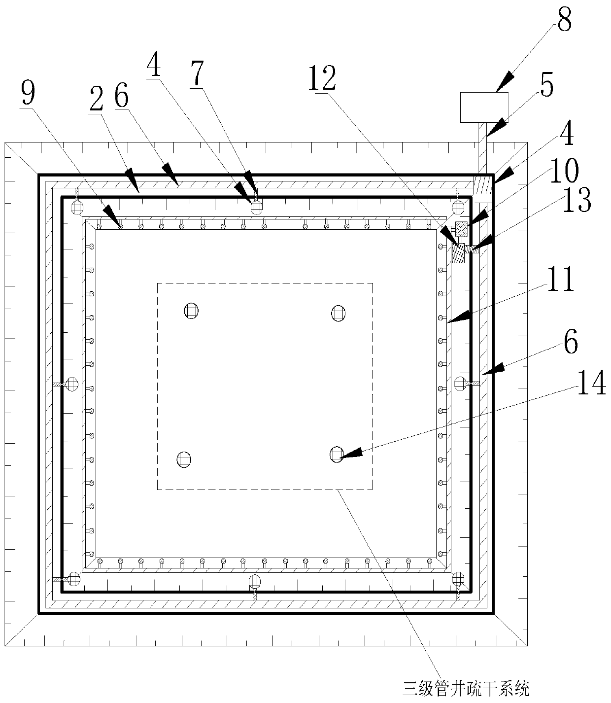 Deep multistage dynamic foundation pit precipitation system and precipitation method thereof